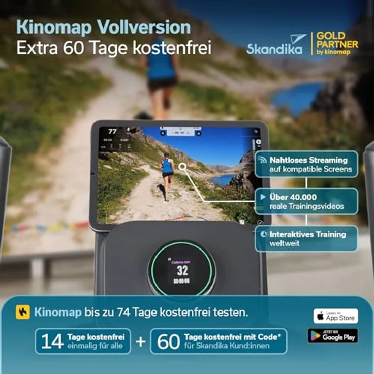 Skandika Crosstrainer Carbon P25-G, klappbar, sehr leise, Generator, 32 Widerstandsstufen, Kinomap App kompatibel, bis 150 kg, kompakt – Bild 3