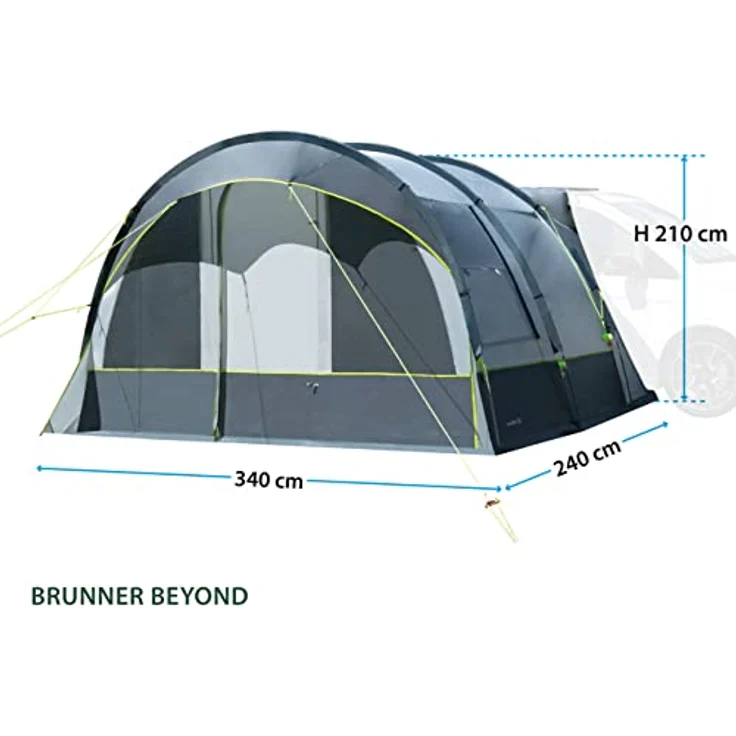 Brunner Beyond, freistehendes Vorzelt für Campingbusse, 12 kg, einfache Montage, große Fenster mit Sichtschutz – Bild 2