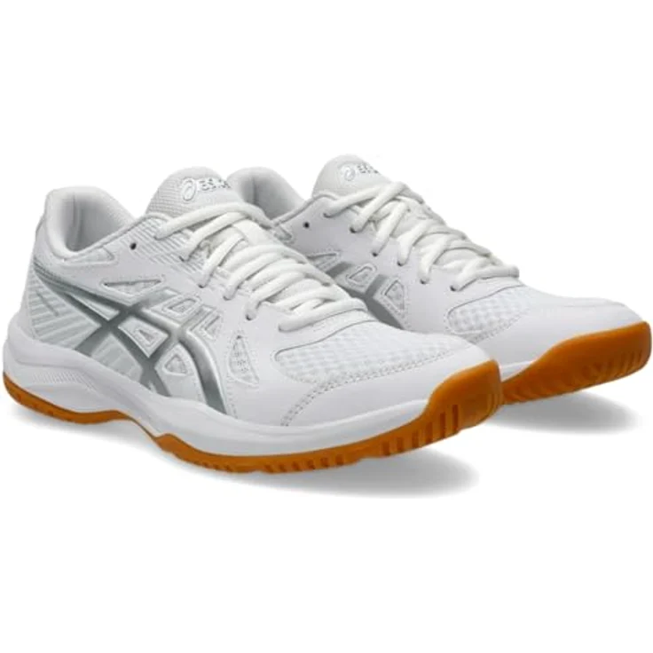 Asics Upcourt 6 1072A107100, Hallenschuhe mit flexiblem Mesh-Obermaterial und optimaler Gummi-Außensohle, 41.5/white-pure silver – Bild 2