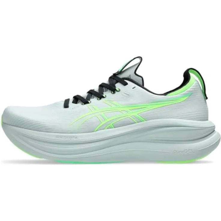 ASICS Performance Gel-Nimbus 28, Herren Laufschuhe mit FF BLAST PLUS Dämpfung, PureGEL Technologie, Grün/Grau, Größe 47