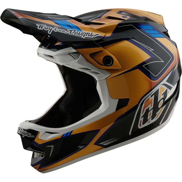 Troy Lee Designs D4 Composite MIPS Helm, Royalty, black/gold, XL | 60-61cm - Leichtgewicht mit Mips® C2 Schutzsystem und optimaler Belüftung