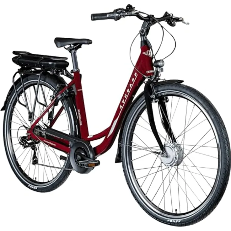 Zündapp E-Bike Z503 City, 28 Zoll, 7-Gang, Vorderradmotor 250 W, 522 Wh, weinrot