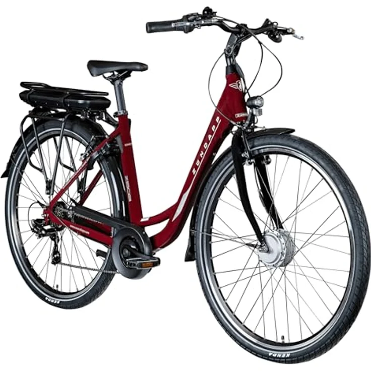 Zündapp E-Bike Z503 City, 28 Zoll, 7-Gang, Vorderradmotor 250 W, 522 Wh, weinrot – Bild 1
