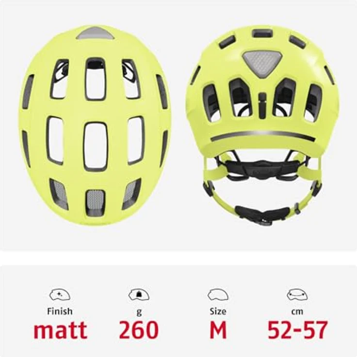 ABUS Youn-I 2.0 Fahrradhelm für Kinder und Jugendliche, mit Licht, mono gelb, Größe M – Bild 3