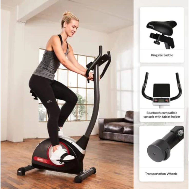 iE Neu SportPlus COMPACT Heimtrainer Fahrrad, 24 Widerstandsstufen, integrierte Herzfrequenz-Messer & App-Kompatibel, Home Fitness – Bild 4