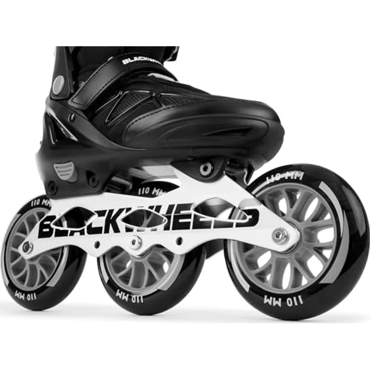BLACKWHEELS Dynamic Inlineskates, drei-Räder-Anordnung für optimale Geschwindigkeit, 110 mm Räder, größenverstellbar 39-42, Schwarz – Bild 4