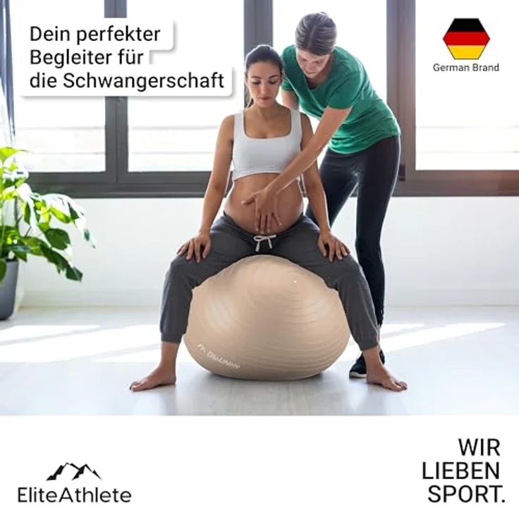 EliteAthlete Gymnastikball Sitzball Büro ergonomisch mit Anti Burst System - Fitness Pilates Schwangerschaft - Schwangerschaftsball Fitnessball Yogaball - Yoga Ball 65cm inkl. Luftpumpe - Preisvergleich – Bild 4