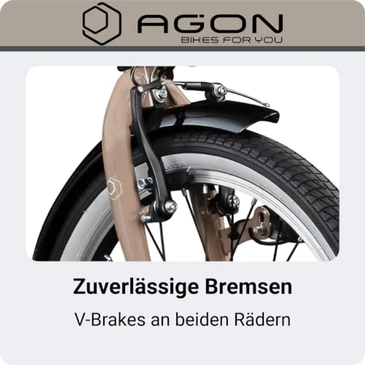 AGON Parklane Klapprad, 20 Zoll Faltrad für Damen und Herren mit 6 Gängen, StVZO, mit Beleuchtung und Gepäckträger – Bild 4