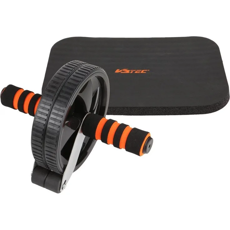 V3Tec AB-Roller AB WHEEL Bauchtrainer, effektives Training für Bauch, Rücken, Arm und Schulter, schwarz-orang