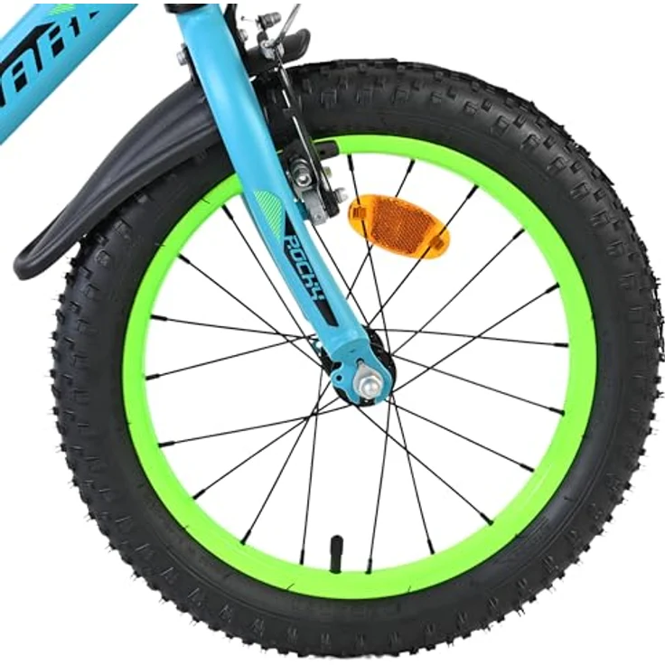 Volare Rocky Kinderfahrrad, 16 Zoll für Jungen, Grün mit geschlossenen Kettenschutz, Handbremse und Rücktrittbremse – Bild 9