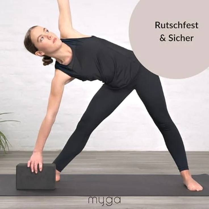 Myga Einsteiger-Yogamatte, rutschfest & leicht zu tragen, 4 mm dick, 173 cm x 61 cm, ideal für Yoga, Pilates, Meditation & Fitnessübungen, schwarz – Bild 3