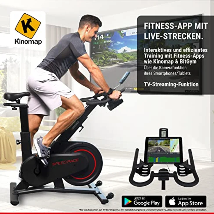 HAMMER Speedbike Speed Race, Indoor Cycle, 16 kg Schwungmasse, Kinomap & BitGym – Bild 3