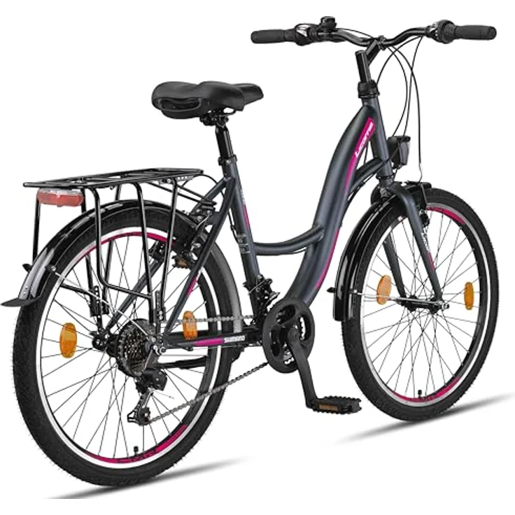 Licorne Bike Stella Premium City Bike in 24 Zoll, Anthrazit - Fahrrad mit 21 Gang-Schaltung, für Mädchen, Jungen, Herren und Damen – Bild 5