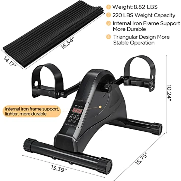 Pedaltrainer, Beintrainer für Zuhause, Leisem Motor, 6 Geschwindigkeitsstufen, Heimtrainer Senioren Rehabilitation Zuhause Fitnessgeräte – Bild 5