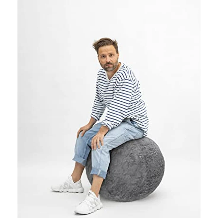 Sitting Ball Sitzball Fluffy Webplüsch mittelgrau ca 65cm Ø, flexibel einsetzbar, inkl. Pumpenadapter und Anleitung – Bild 5