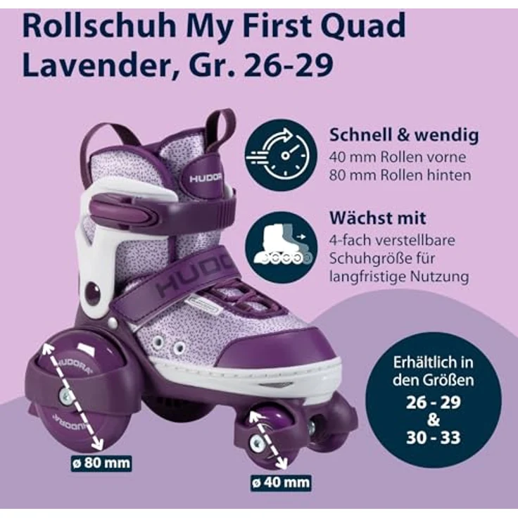Hudora Rollschuhe My First Quad Skates, größenverstellbar, Belüftungssystem, verschiedene Farben, Gr. 26-33 – Bild 3