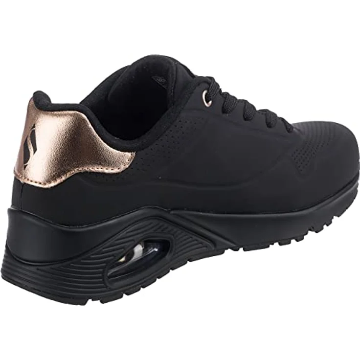 Skechers Uno-Golden Air, Damen Sneaker mit elastischen Schnürsenkeln und dämpfender Sohle, schwarz-gold – Bild 4