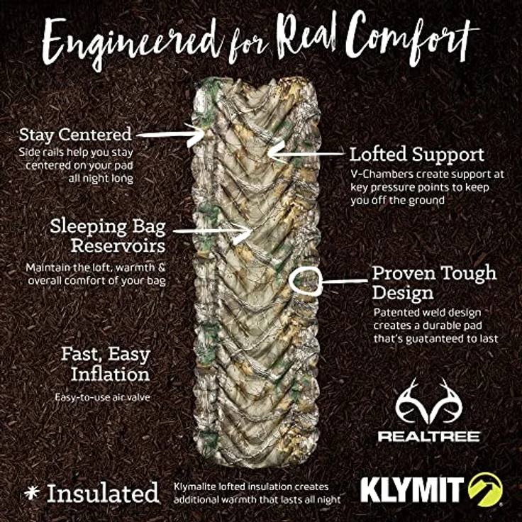 Klymit Insulated Static V CAMO, Isomatte mit V-förmigem Design und Realtree Edge Camo, 680 g, 183 x 58 x 6 cm – Bild 7