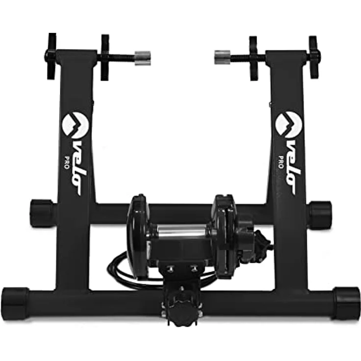 Velo Pro Turbo Trainer für Berg und Rennrad, 6-stufiger Widerstand, leiser Betrieb, klappbar, schwarz – Bild 1