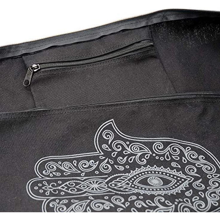 Yogistar Yogatasche Basic Art Hand Of Fatima, Langlebige Baumwolltasche für Yogamatten, Schwarz – Bild 3