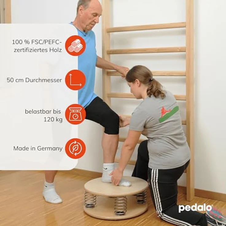 Pedalo Vestimed® 50, Balance Trainer aus wasserfest verleimtem Birke Multiplex Holz, max. Benutzergewicht 120 kg, inkl. 2 Widerstandsbänder und Übungsanleitung – Bild 3