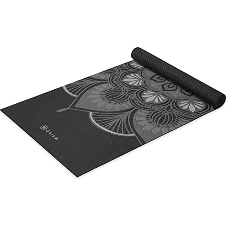 Gaiam Yogamatte – Klassische 4 mm dicke rutschfeste Trainingsmatte für alle Arten von Yoga, Pilates und Bodentraining (172,7 x 61 x 4 mm) – Mystic Ink