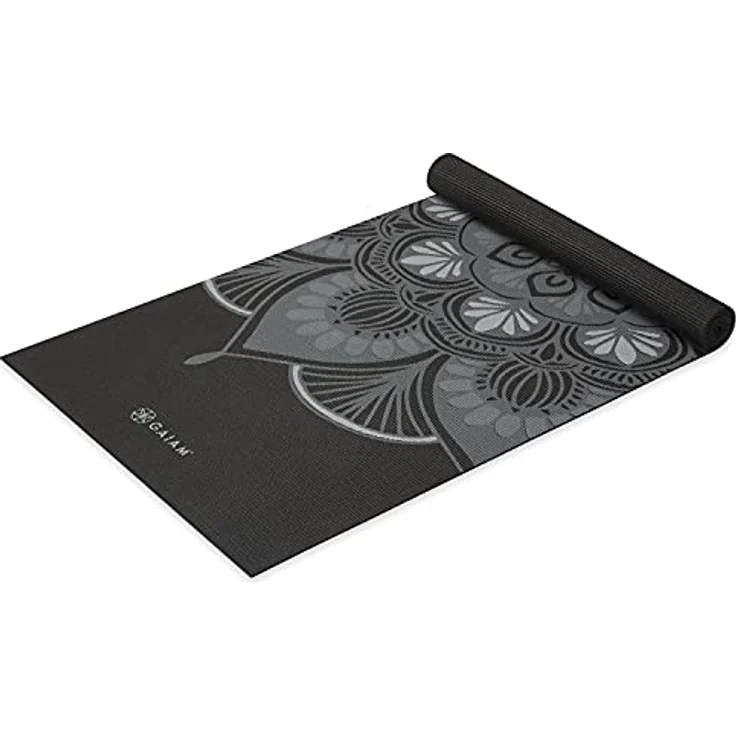 Gaiam Yogamatte – Klassische 4 mm dicke rutschfeste Trainingsmatte für alle Arten von Yoga, Pilates und Bodentraining (172,7 x 61 x 4 mm) – Mystic Ink – Bild 1