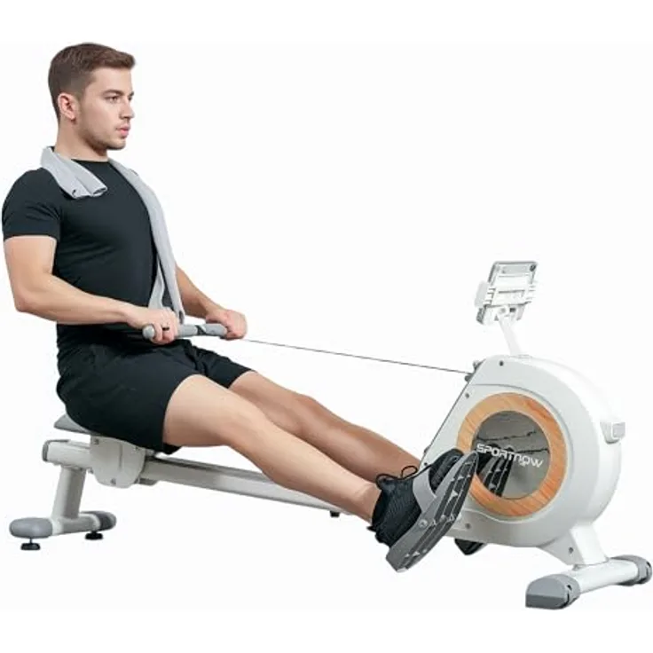 SPORTNOW Rudergerät für Zuhause, Magnetisches Rudergerät mit 16 Widerstandsstufen, LCD-Monitor, Telefon-/IPAD-Halter, belastbar bis 150kg