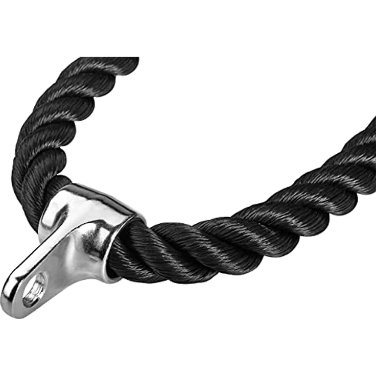 Bad Company Nylon Trizep-Seil/Tau inkl. Drehgelenk für Trizeps- und Bizeps-Training am Seilzug I BC-19, sportlich robustes Nylon, schwarz – Bild 2