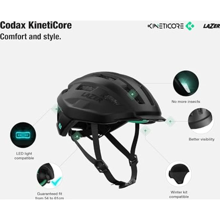 Lazer Sport Codax KinetiCore, Velohelm mit TurnSys System und Visier, 54-61 cm, integrierter Rotationsschutz – Bild 3