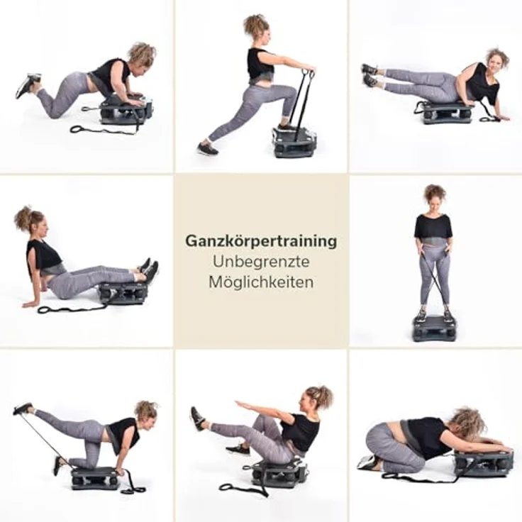 Skandika Vibrationsplatte 500, 3D Vibration mit rutschsicherer Fläche, 4 Programme + 20 Stufen, Inkl. Trainingsbänder, Fernbedienung & Poster für Fitness von Zuhause – Bild 2
