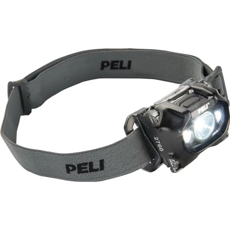 PELI 2760, Nachtsichttaugliche Mehrstrahl-LED-Stirnlampe, 289 Lumen, IPX4 wasserfest, Farbe: schwarz