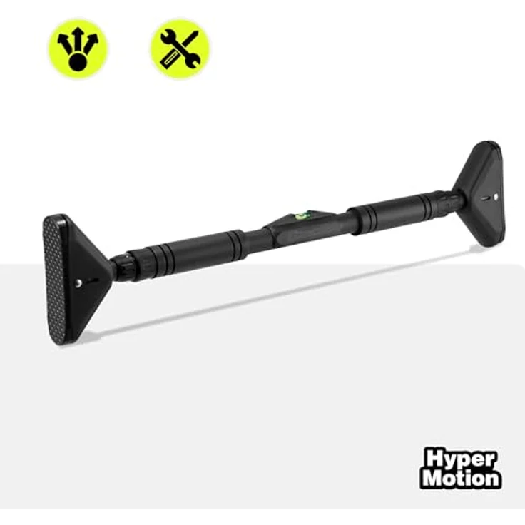 HyperMotion Klimmzugstange Türrahmen 70-100 cm, bis 200 kg, ohne Bohren, Stahlkern, NBR Griffe, TPR Anti-Rutsch, mit Wasserwaage und Sicherungsverschluss, Schwarz – Bild 5