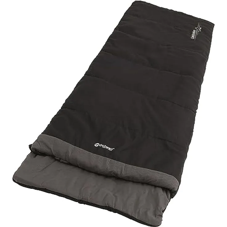 Outwell Celebration Lux, Schlafsack Schwarz, Einzel-225 x 80 cm mit gedämmter Kopfstütze und leicht zu öffnendem Reißverschluss