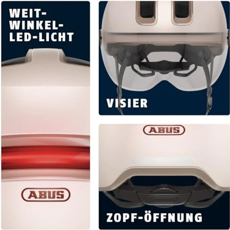 Abus HUD-Y ACE, Velohelm mit integriertem Glas-Visier und USB-Heck-LED, 54 - 58 cm – Bild 5