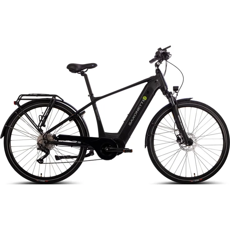 SAXONETTE Quantum Sport E-Bike, Trekkingrad mit 250 W Mittelmotor, 540 Wh Akku, 10 Gang Shimano, Kettenschaltung, hydraulische Scheibenbremsen, für Damen und Herren
