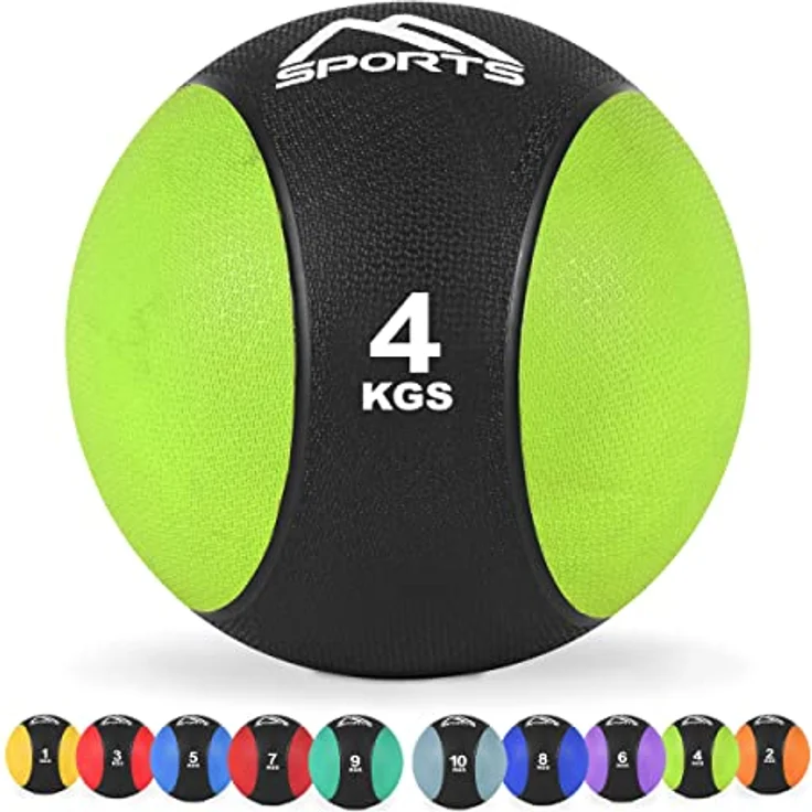 MSPORTS Medizinball 4 kg – Professionelle Studio-Qualität inkl. Übungsposter Gymnastikbälle – Bild 1