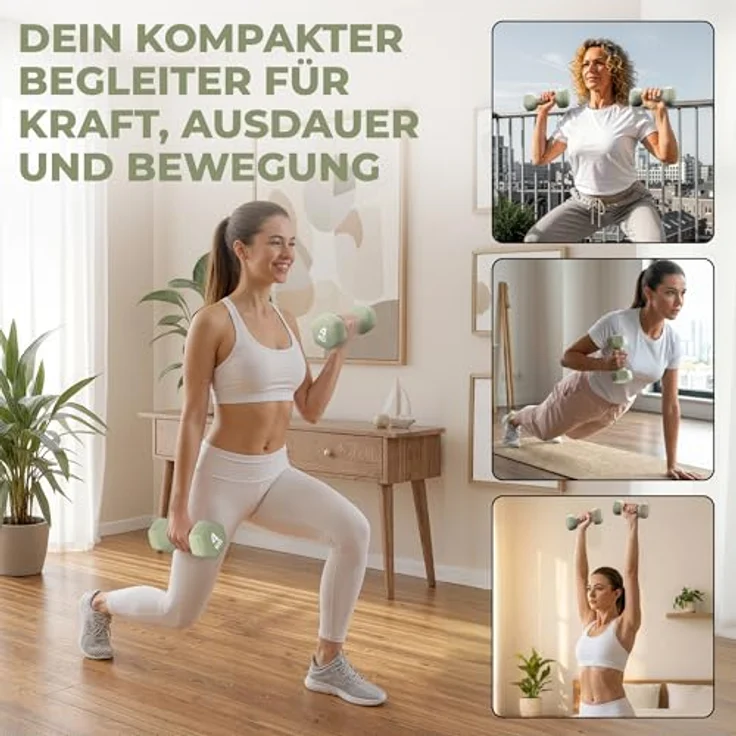 HQ Germany® Hanteln Set, 2x 4kg Neopren-Beschichtung in geruchsfreien Pastellfarben, ideal für Home-Workout – Bild 5