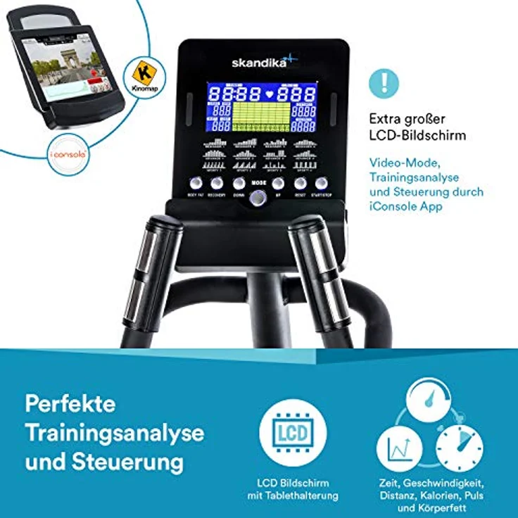 Skandika Crosstrainer CardioCross Carbon Champ Ellipsentrainer mit 24,5kg Schwungmasse, Magnetbremssystem | Multifunktionscomputer, Bluetooth, Kinomap inkl. Bodenschutzmatte | bis 150kg – Bild 5