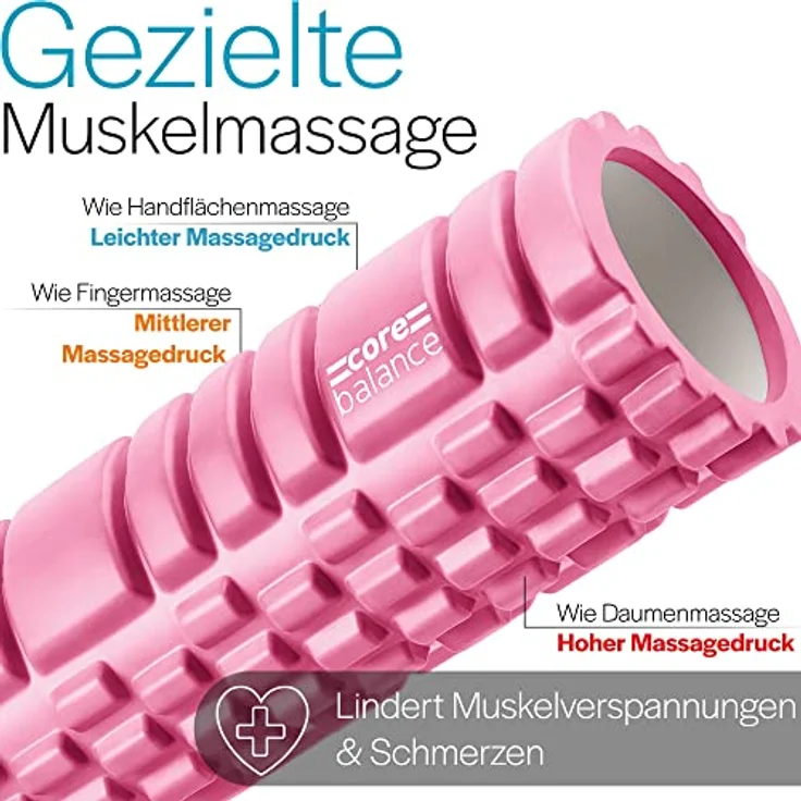 Core Balance Faszienrolle für Rückenschmerzen und Ganzkörper-Tiefengewebemassage, texturiert, 33 cm x 14 cm, leicht & transportabel – Bild 2