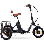 SachsenRAD T6S Comfort Air E-Dreirad für Senioren, 16” Aluminium Klapprad Trike mit Durchstiegrahmen, 36V/468Wh Akku, 6 km/h Schiebehilfe, Rücklicht mit Bremsfunktion, inkl. Lastenkorb und Alarmanlage