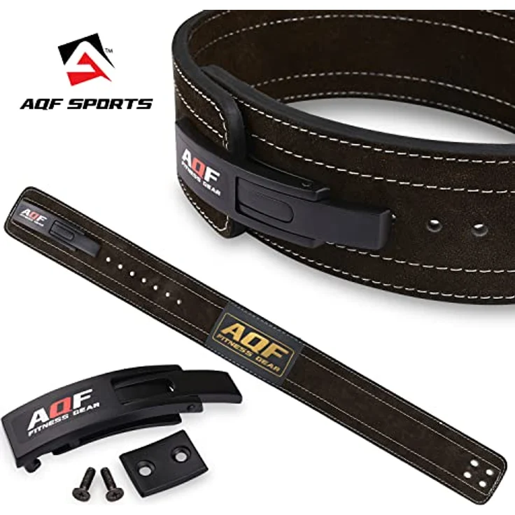 AQF Gewichthebergürtel Lever Schnalle, 4" Breit 10mm Dick Leder Wildlederfutter Kraftraining Gürtel, Lifting Belt, Gewichtsgürtel Für Fitness, Powerlifting, Sport & Deadlift Herren Damen – Bild 4