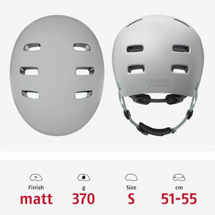 ABUS XOXO Fahrradhelm, Cityhelm im Skater-Look mit optimiertem Kinnpolster, Größe S, Grau für Skateboard, Fahrrad und Scooter – Bild 3