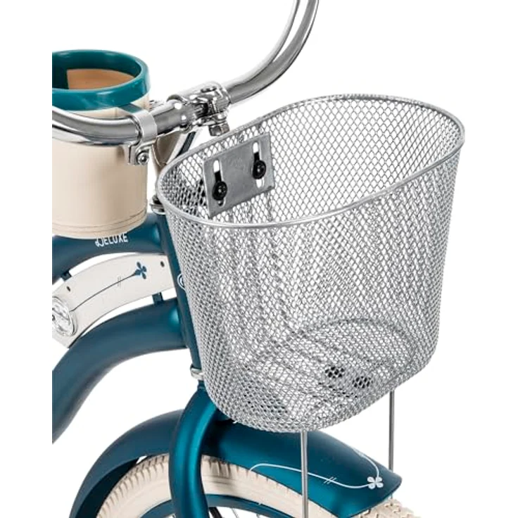 Huffy Deluxe Cruiser Unisex 26 Zoll Fahrrad, Citybike, Türkis, Perfect Fit Rahmen, Deluxe-Sattel, Dual-Density Griffe und Pedale, Alu-V-Bremsen, Drahtkorb und Getränkehalter – Bild 5