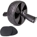 PULLUP & DIP Bauchroller, Ab Wheel mit ergonomischen Griffen und gepolsterten Kniematten, Bauchmuskelrad, Ab Roller für Bauchmuskeltraining & Heimtraining zu Hause