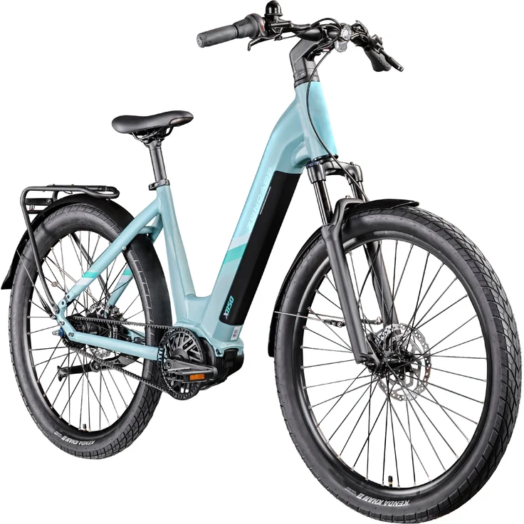 Zündapp X850 Trekking E-Bike, 28 Zoll Pedelec mit 550Wh Akku, 7-Gang Nabenschaltung, Riemenantrieb, seeblau, für Körpergrößen 165-185 cm