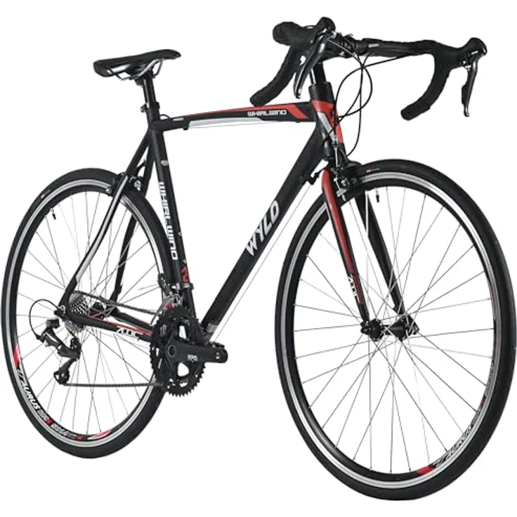 WYLD Rennrad Whirlwind 100, 28'' Rennrad mit 16 Gängen, Aluminium-Rahmen in Schwarz-Rot, 58 cm