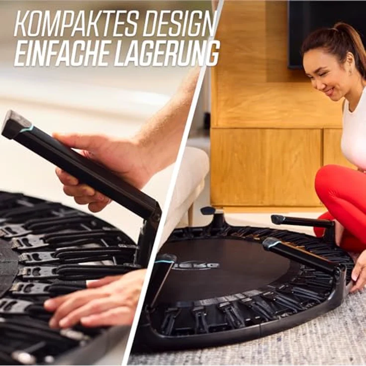 Berg Fitnesstrampolin, 110 cm Ø, individuell einstellbare Gummibänder, klappbar, stabil und rutschfest – Bild 8