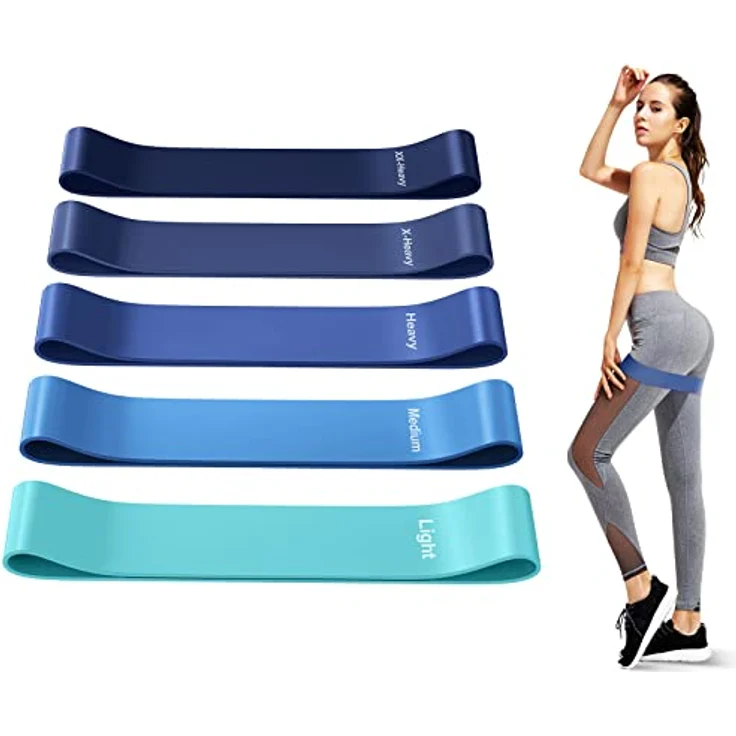 Fokky Fitnessbänder [5er Set], Widerstandsbänder mit 5 Widerstandsstufen (4-30 Pfund), hautfreundlich, inkl. Tragetasche, Gymnastikband für Yoga, Pilates, Kniebeugen, Stretching – Bild 1