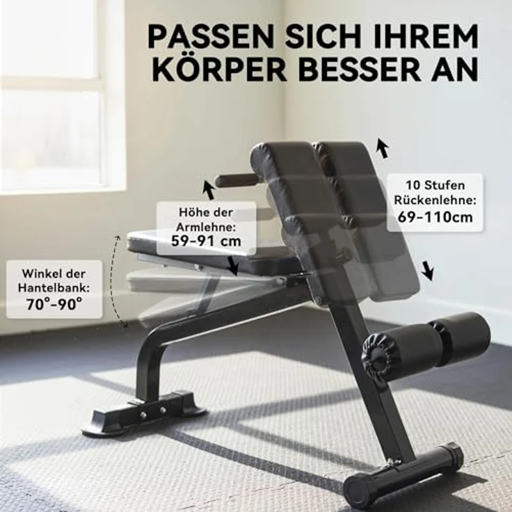SPORTNOW Klappbare Hantelbank, Multifunktionale Trainingsbank mit 10-Fach verstellbarer Höhe und bis zu 150 kg belastbar für Zuhause Fitnessstudio – Bild 4